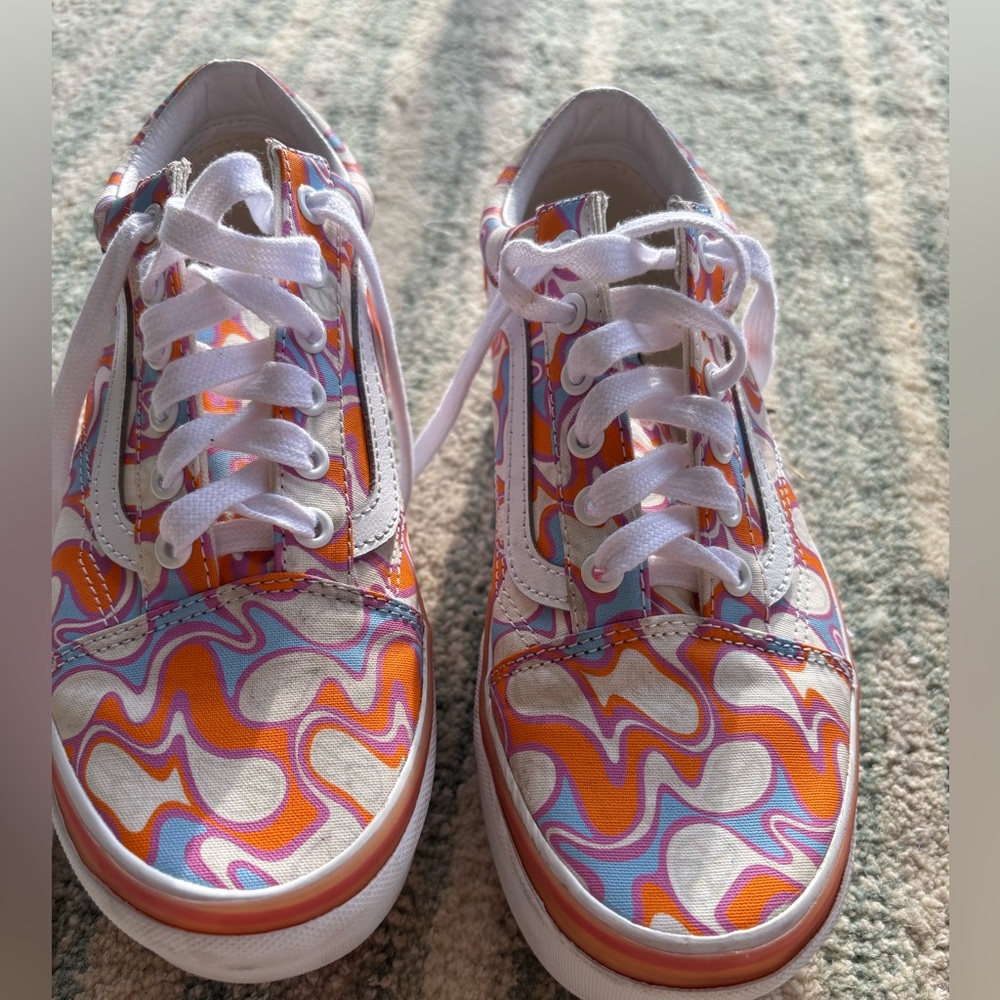 Vans Old Skool Stacked UV Peace Orange & White Platform Shoes - Picture 4 of 13